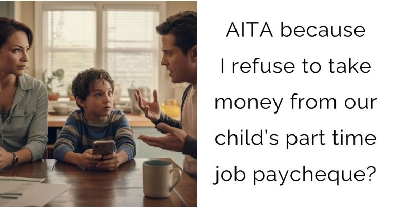 AITA because I refuse to take money from our child’s part time job paycheque?