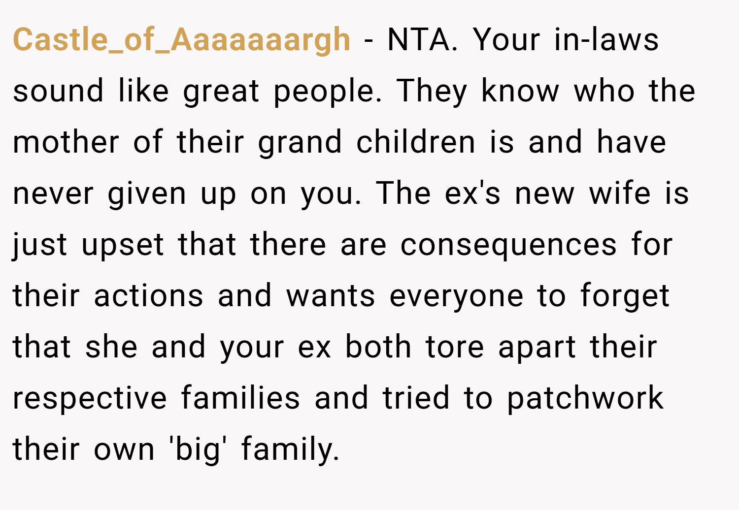 Castle_of_Aaaaaaargh − NTA. Your in-laws sound like great people. They know who the mother of their grand children is and have never given up on you. The ex's new wife is just upset that there are consequences for their actions and wants everyone to forget that she and your ex both tore apart their respective families and tried to patchwork their own 'big' family.