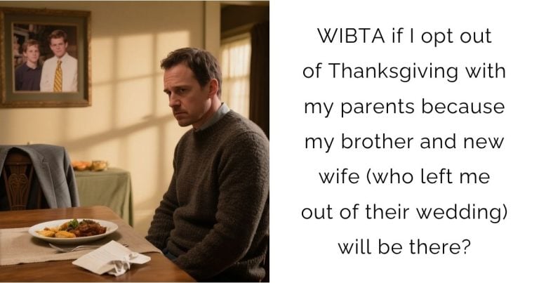 WIBTA if I opt out of Thanksgiving with my parents because my brother and new wife (who left me out of their wedding) will be there?
