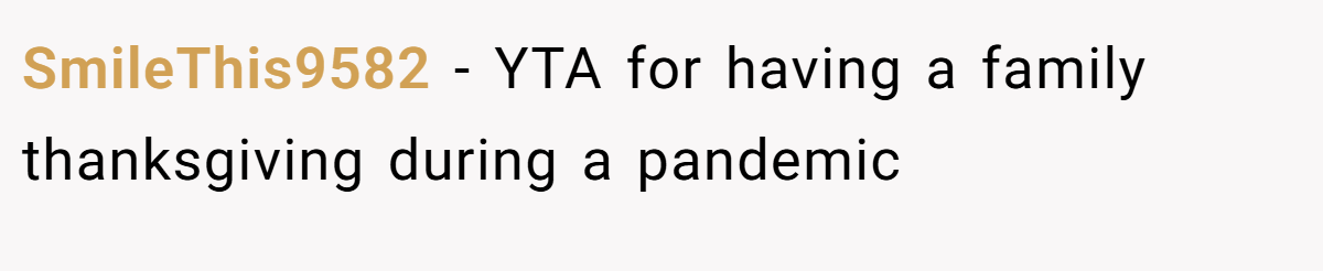 SmileThis9582 − YTA for having a family thanksgiving during a pandemic