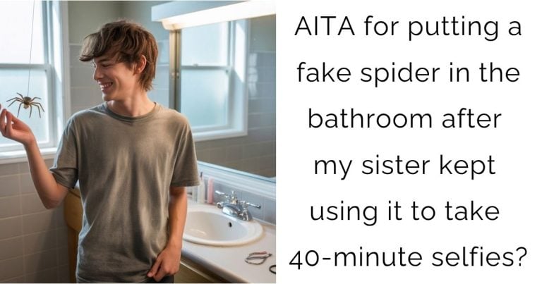 AITA for putting a fake spider in the bathroom after my sister kept using it to take 40-minute selfies?