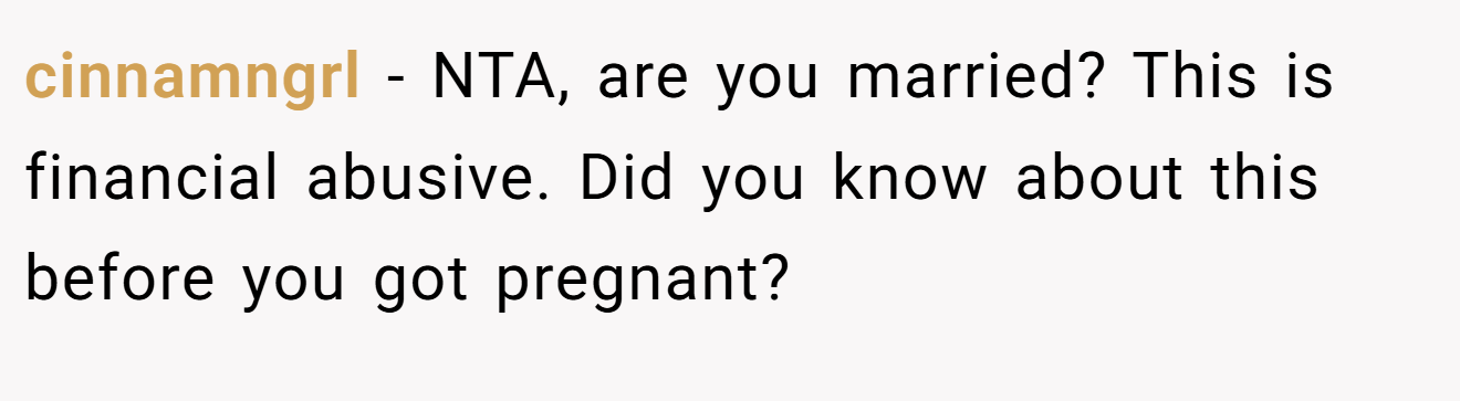 cinnamngrl − NTA, are you married? This is financial abusive. Did you know about this before you got pregnant?