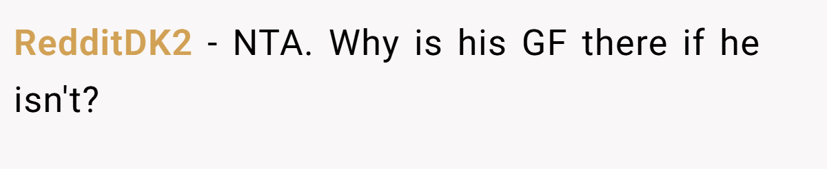 RedditDK2 - NTA. Why is his GF there if he isn't?