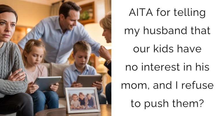 AITA for telling my husband that our kids have no interest in his mom, and I refuse to push them?