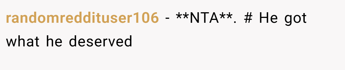 randomreddituser106 - **NTA**. # He got what he deserved