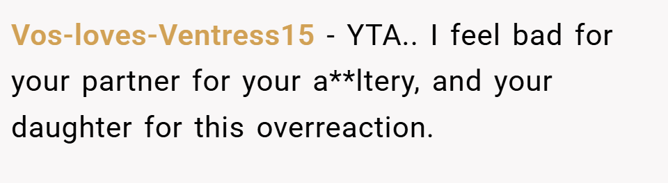 Vos-loves-Ventress15 − YTA.. I feel bad for your partner for your a**ltery, and your daughter for this overreaction.