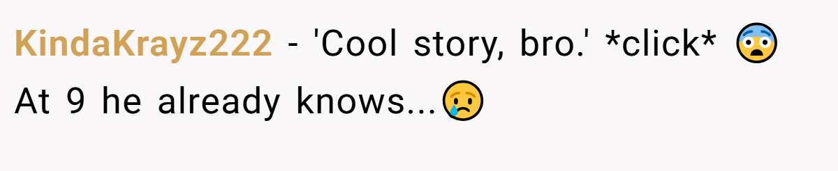 KindaKrayz222 − 'Cool story, bro.' *click* 😨 At 9 he already knows...😢