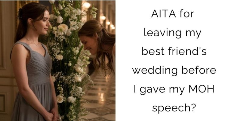 AITA for leaving my best friend’s wedding before I gave my MOH speech?