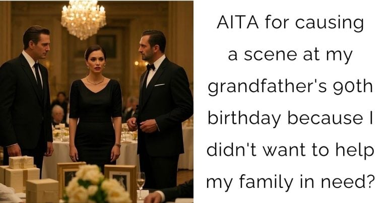 AITA for causing a scene at my grandfather’s 90th birthday because I didn’t want to help my family in need?
