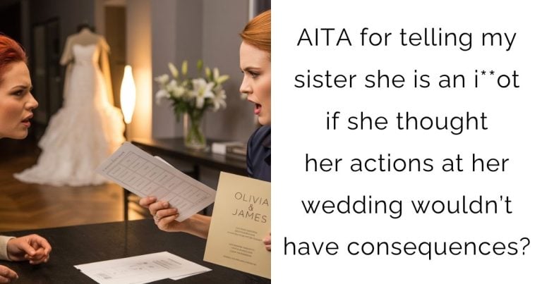 AITA for telling my sister she is an i**ot if she thought her actions at her wedding wouldn’t have consequences?