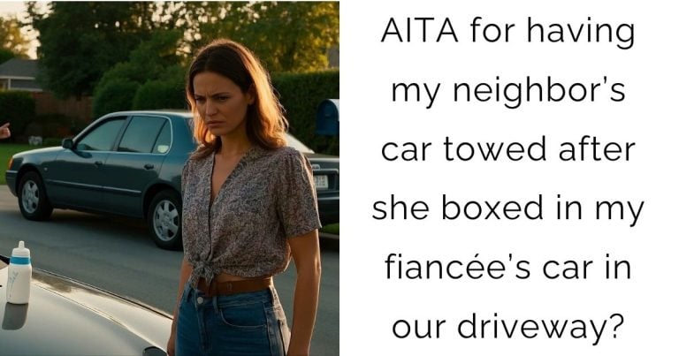 AITA for having my neighbor’s car towed after she boxed in my fiancée’s car in our driveway?
