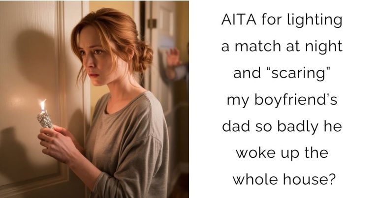 AITA for lighting a match at night and “scaring” my boyfriend’s dad so badly he woke up the whole house?