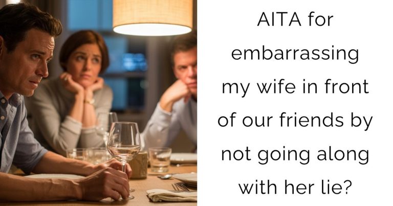 AITA for embarrassing my wife in front of our friends by not going along with her lie?
