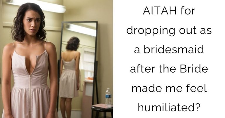 AITAH for dropping out as a bridesmaid after the Bride made me feel humiliated?