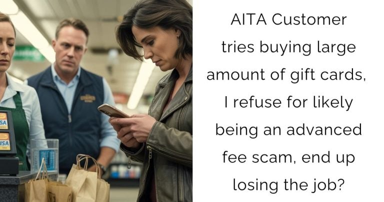 AITA Customer tries buying large amount of gift cards, I refuse for likely being an advanced fee scam, end up losing the job?