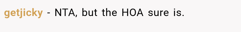 getjicky − NTA, but the HOA sure is.