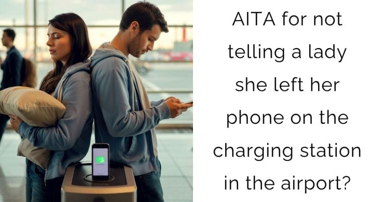 AITA for not telling a lady she left her phone on the charging station in the airport?
