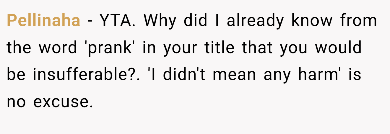 Pellinaha - YTA. Why did I already know from the word 'prank' in your title that you would be insufferable?. 'I didn't mean any harm' is no excuse.