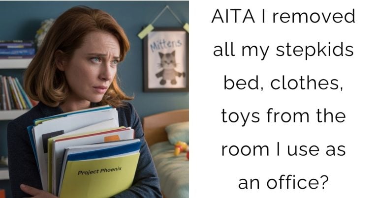 AITA I removed all my stepkids bed, clothes, toys from the room I use as an office?