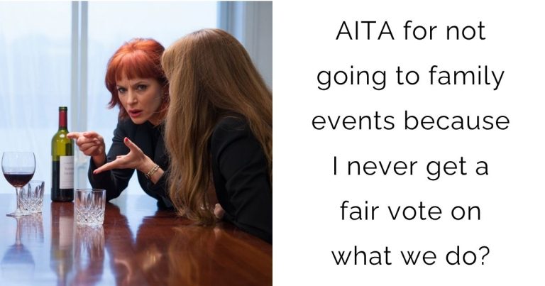 AITA for not going to family events because I never get a fair vote on what we do?