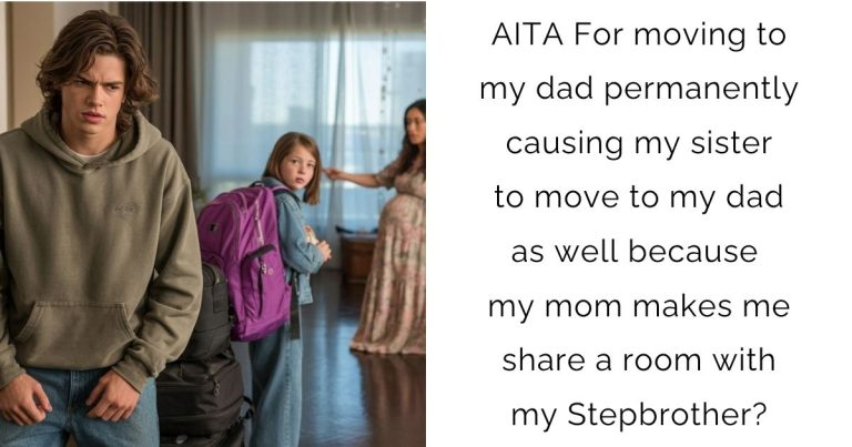 AITA For moving to my dad permanently causing my sister to move to my dad as well because my mom makes me share a room with my Stepbrother?