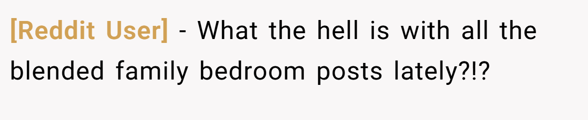 [Reddit User] − What the hell is with all the blended family bedroom posts lately?!?