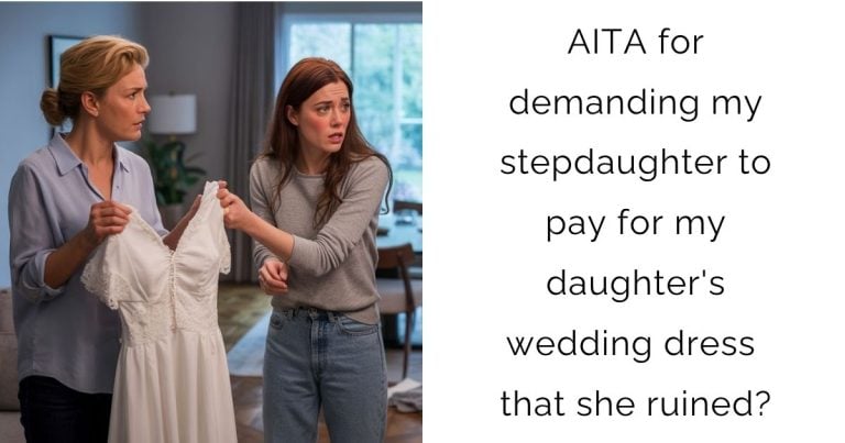 AITA for demanding my stepdaughter to pay for my daughter’s wedding dress that she ruined?