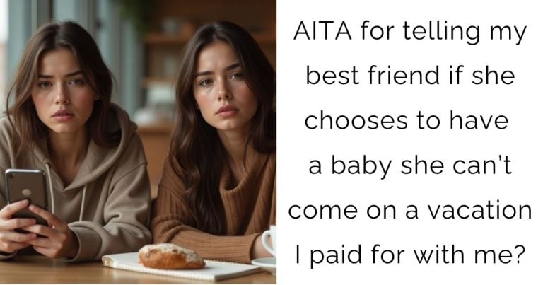AITA for telling my best friend if she chooses to have a baby she can’t come on a vacation I paid for with me?