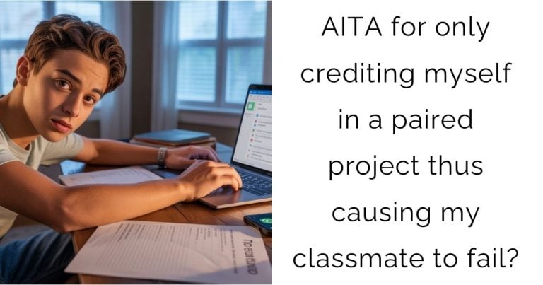 AITA for only crediting myself in a paired project thus causing my classmate to fail?
