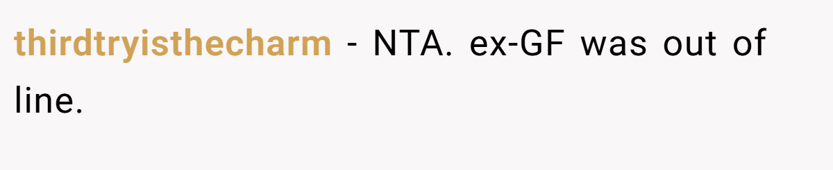 thirdtryisthecharm − NTA. ex-GF was out of line.