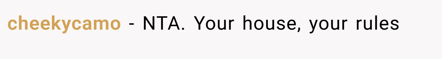 cheekycamo − NTA. Your house, your rules