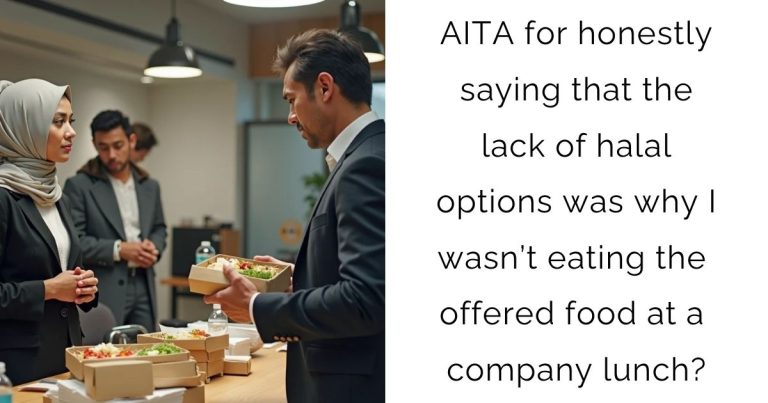 AITA for honestly saying that the lack of halal options was why I wasn’t eating the offered food at a company lunch?