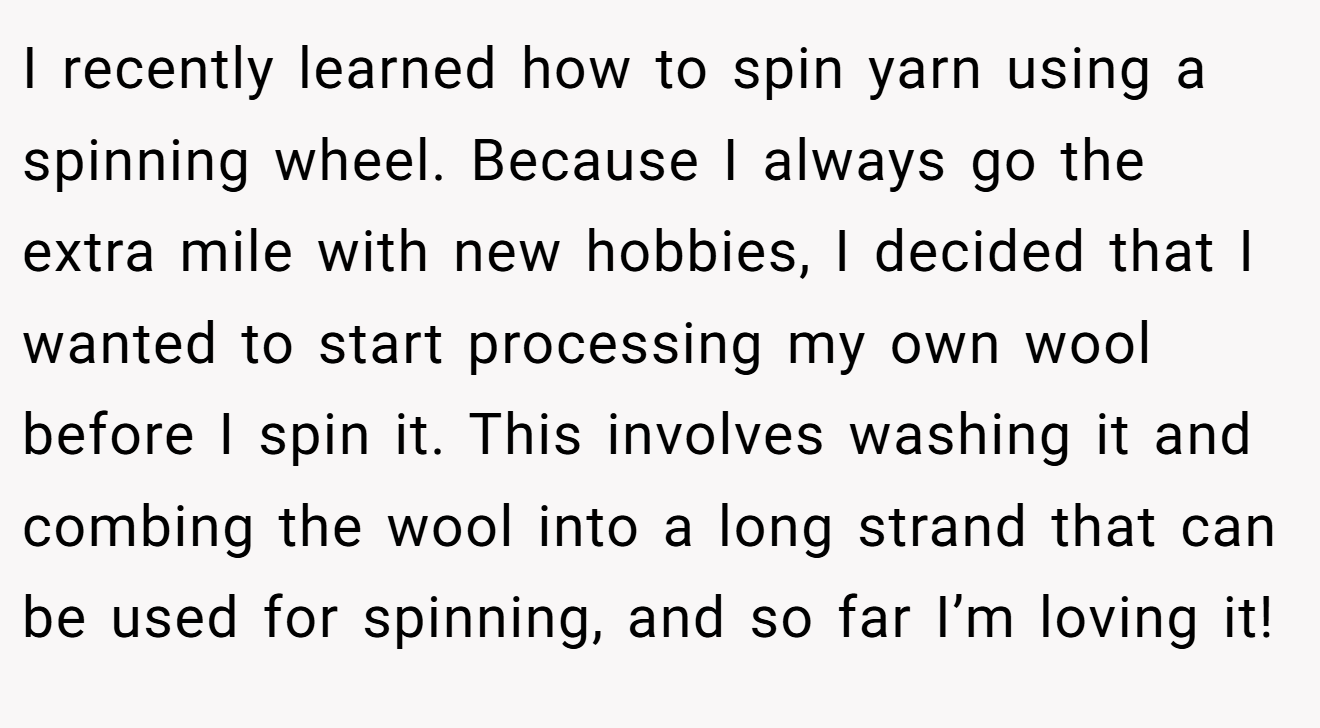 I recently learned how to spin yarn using a spinning wheel. Because I always go the extra mile with new hobbies, I decided that I wanted to start processing my own wool before I spin it. This involves washing it and combing the wool into a long strand that can be used for spinning, and so far I’m loving it!