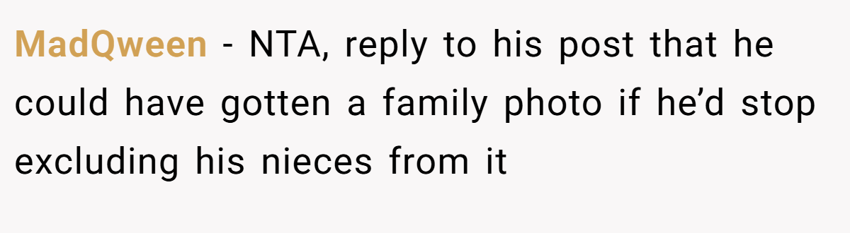 MadQween − NTA, reply to his post that he could have gotten a family photo if he’d stop excluding his nieces from it