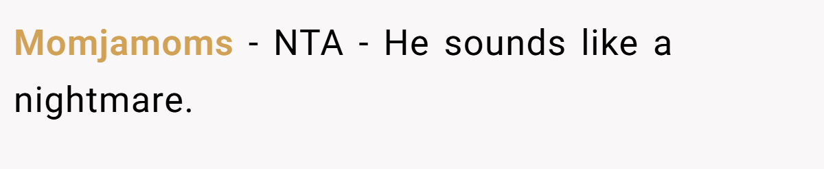 Momjamoms − NTA - He sounds like a nightmare.