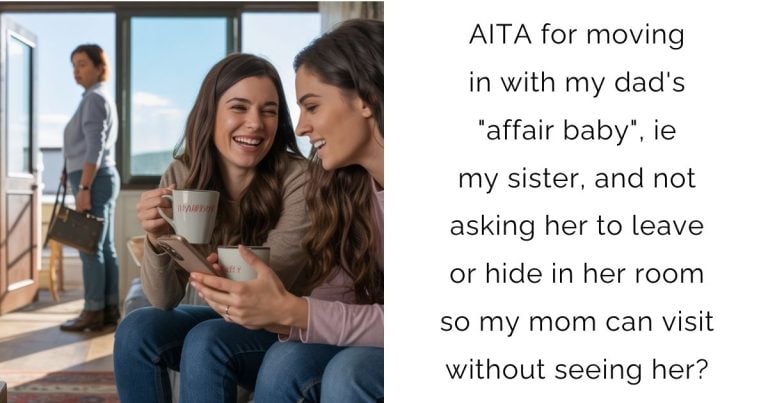 AITA for moving in with my dad’s “affair baby”, ie my sister, and not asking her to leave or hide in her room so my mom can visit without seeing her?