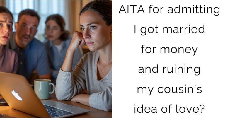 AITA for admitting I got married for money and ruining my cousin’s idea of love?