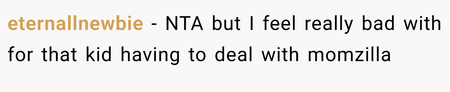 eternallnewbie − NTA but I feel really bad with for that kid having to deal with momzilla