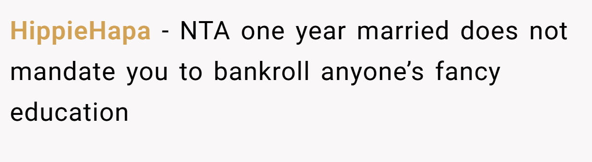 HippieHapa − NTA one year married does not mandate you to bankroll anyone’s fancy education