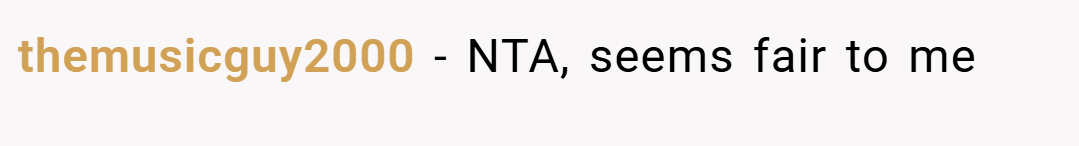 themusicguy2000 − NTA, seems fair to me