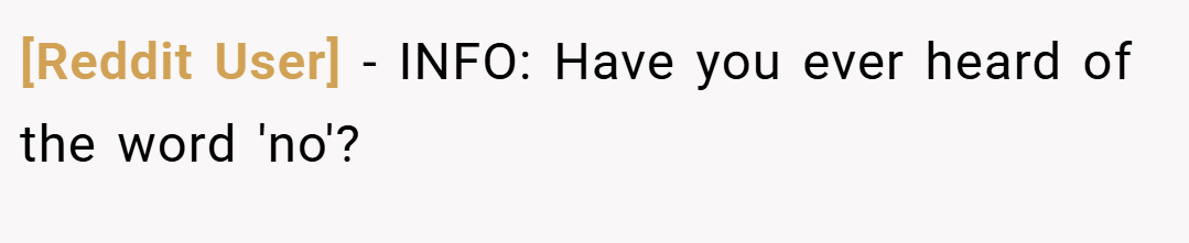 [Reddit User] − INFO: Have you ever heard of the word 'no'?
