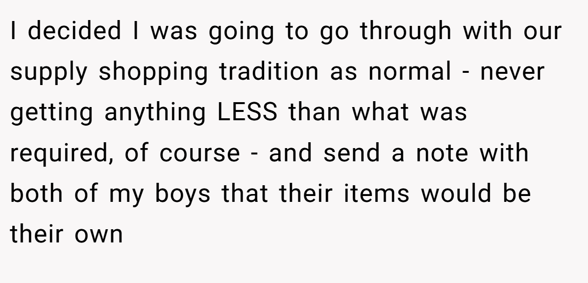 I decided I was going to go through with our supply shopping tradition as normal - never getting anything LESS than what was required, of course - and send a note with both of my boys that their items would be their own