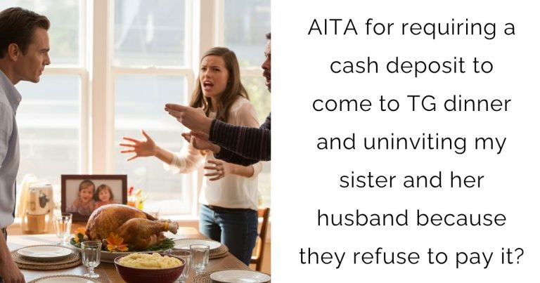 AITA for requiring a cash deposit to come to TG dinner and uninviting my sister and her husband because they refuse to pay it?
