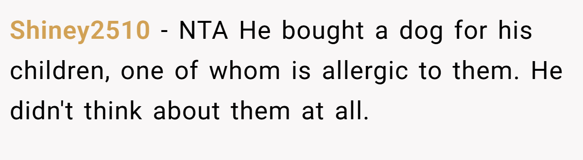 Shiney2510 − NTA He bought a dog for his children, one of whom is allergic to them. He didn't think about them at all.