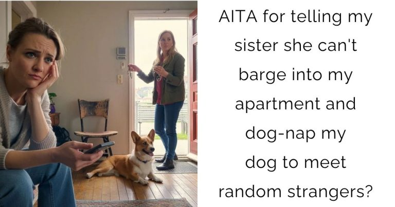 AITA for telling my sister she can’t barge into my apartment and dog-nap my dog to meet random strangers?