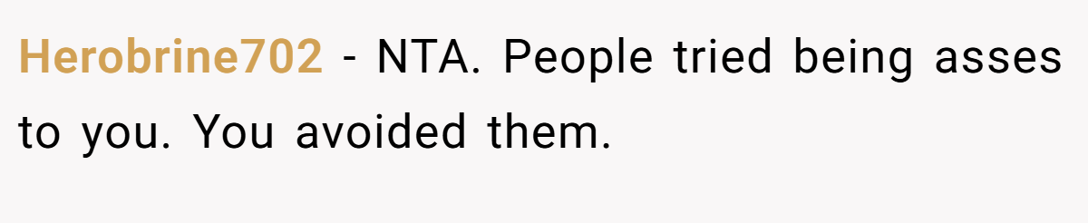 Herobrine702 - NTA. People tried being asses to you. You avoided them.