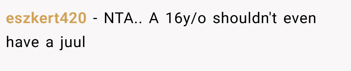 eszkert420 - NTA.. A 16y/o shouldn't even have a juul