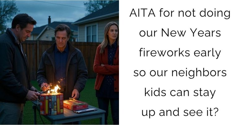 AITA for not doing our New Years fireworks early so our neighbors kids can stay up and see it?