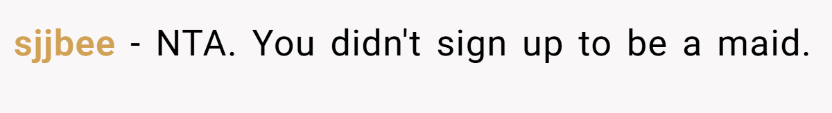 sjjbee − NTA. You didn't sign up to be a maid.