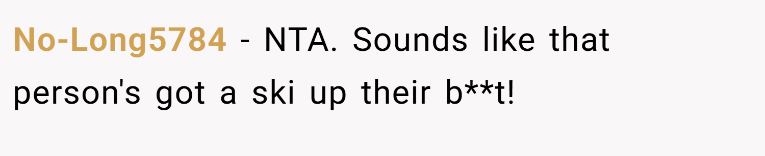 No-Long5784 − NTA. Sounds like that person's got a ski up their b**t!